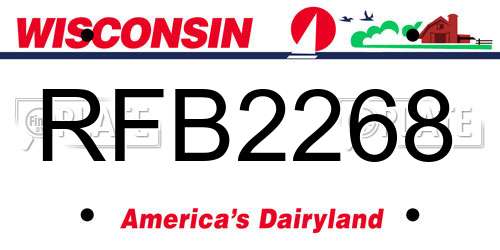 RFB2268 Wisconsin License Plate