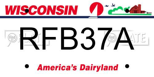 RFB37A Wisconsin License Plate