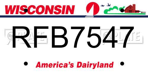 RFB7547 Wisconsin License Plate