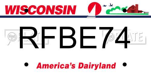 RFBE74 Wisconsin License Plate