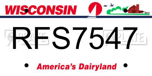 RFS7547 Wisconsin License Plate