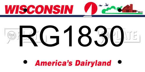 RG1830 Wisconsin License Plate