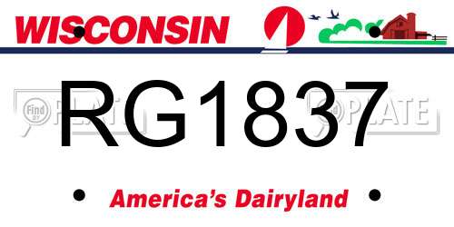 RG1837 Wisconsin License Plate