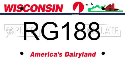 RG188 Wisconsin License Plate