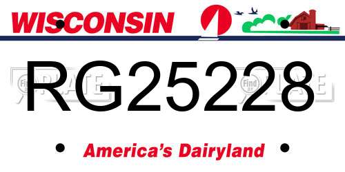 RG25228 Wisconsin License Plate