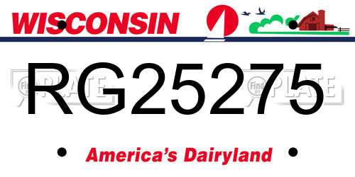 RG25275 Wisconsin License Plate