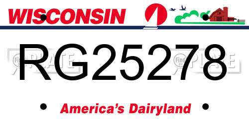 RG25278 Wisconsin License Plate