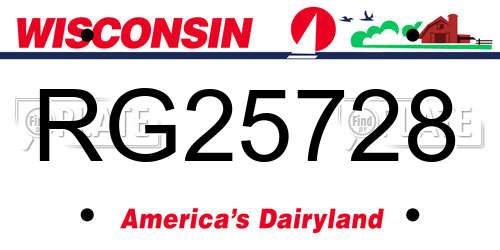 RG25728 Wisconsin License Plate
