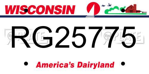 RG25775 Wisconsin License Plate