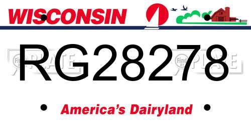 RG28278 Wisconsin License Plate