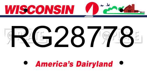 RG28778 Wisconsin License Plate