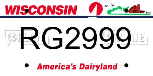RG2999 Wisconsin License Plate