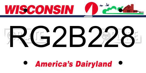 RG2B228 Wisconsin License Plate