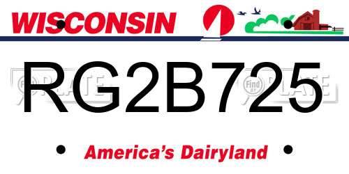 RG2B725 Wisconsin License Plate