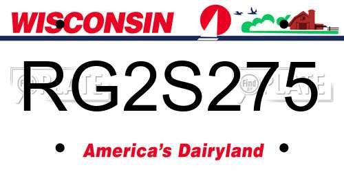RG2S275 Wisconsin License Plate