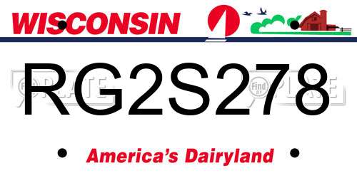 RG2S278 Wisconsin License Plate