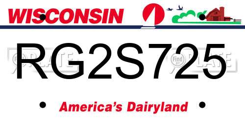 RG2S725 Wisconsin License Plate
