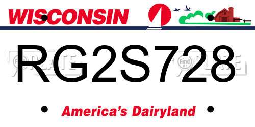 RG2S728 Wisconsin License Plate
