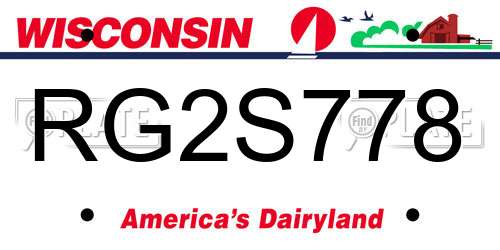 RG2S778 Wisconsin License Plate