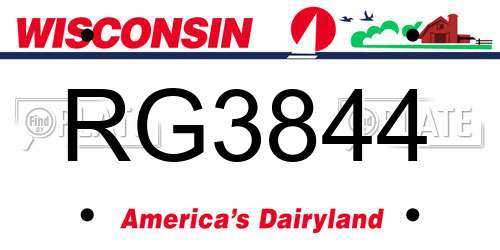 RG3844 Wisconsin License Plate