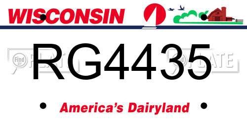 RG4435 Wisconsin License Plate