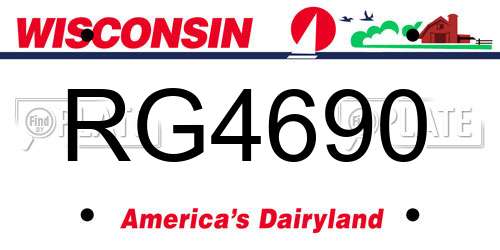 RG4690 Wisconsin License Plate