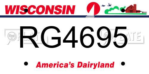 RG4695 Wisconsin License Plate