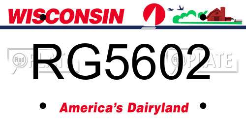 RG5602 Wisconsin License Plate
