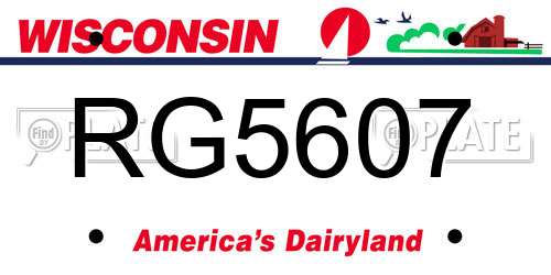 RG5607 Wisconsin License Plate
