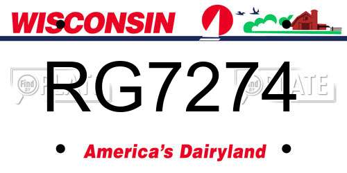 RG7274 Wisconsin License Plate