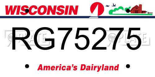 RG75275 Wisconsin License Plate