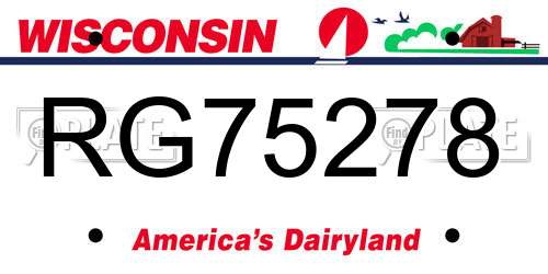 RG75278 Wisconsin License Plate