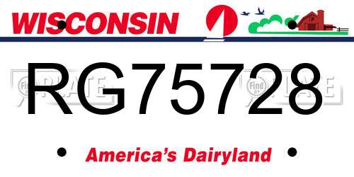 RG75728 Wisconsin License Plate