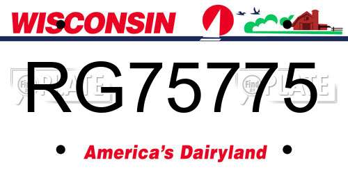 RG75775 Wisconsin License Plate