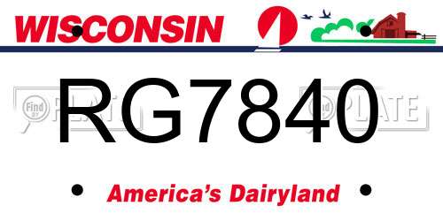 RG7840 Wisconsin License Plate