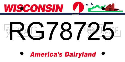 RG78725 Wisconsin License Plate