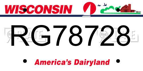 RG78728 Wisconsin License Plate