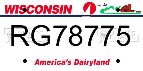 RG78775 Wisconsin License Plate