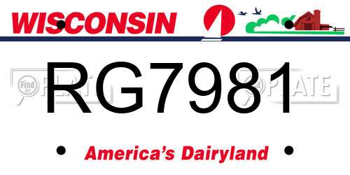 RG7981 Wisconsin License Plate