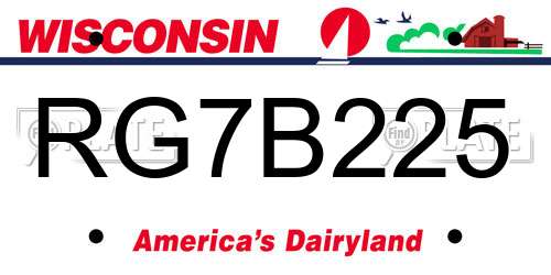 RG7B225 Wisconsin License Plate