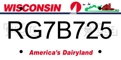 RG7B725 Wisconsin License Plate