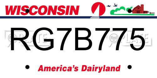RG7B775 Wisconsin License Plate