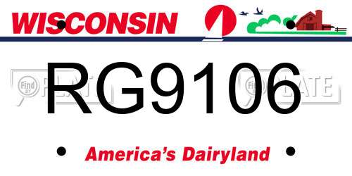 RG9106 Wisconsin License Plate