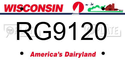 RG9120 Wisconsin License Plate