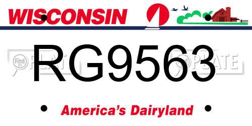 RG9563 Wisconsin License Plate