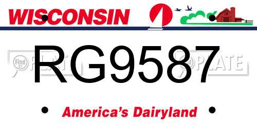 RG9587 Wisconsin License Plate