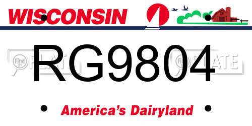 RG9804 Wisconsin License Plate