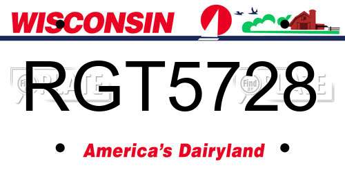 RGT5728 Wisconsin License Plate