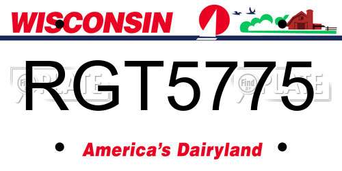 RGT5775 Wisconsin License Plate