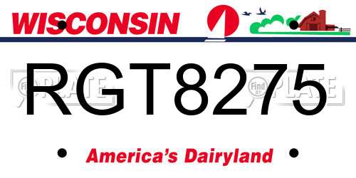 RGT8275 Wisconsin License Plate